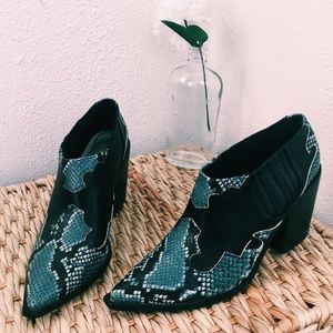 Western Style Snakeskin Booties UO